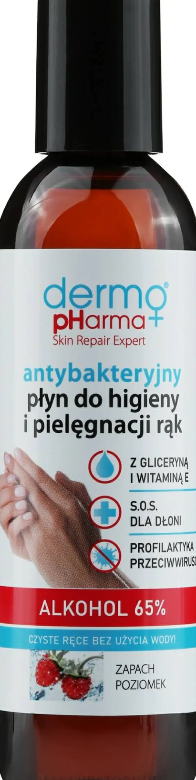 Antibakterielle Flüssigkeit für Handpflege und Hygiene Erdbeeren