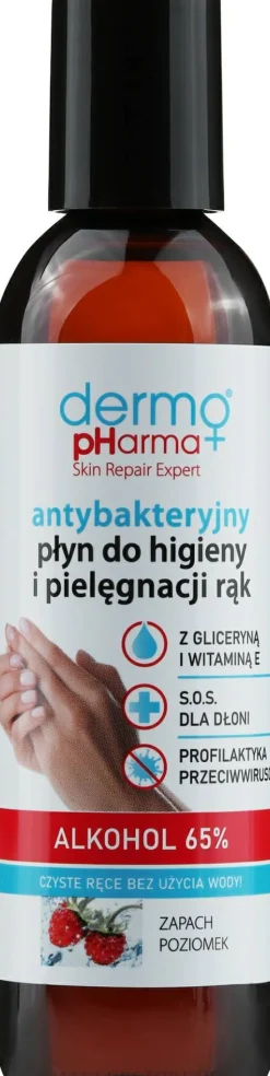 Antibakterielle Flüssigkeit für Handpflege und Hygiene Erdbeeren
