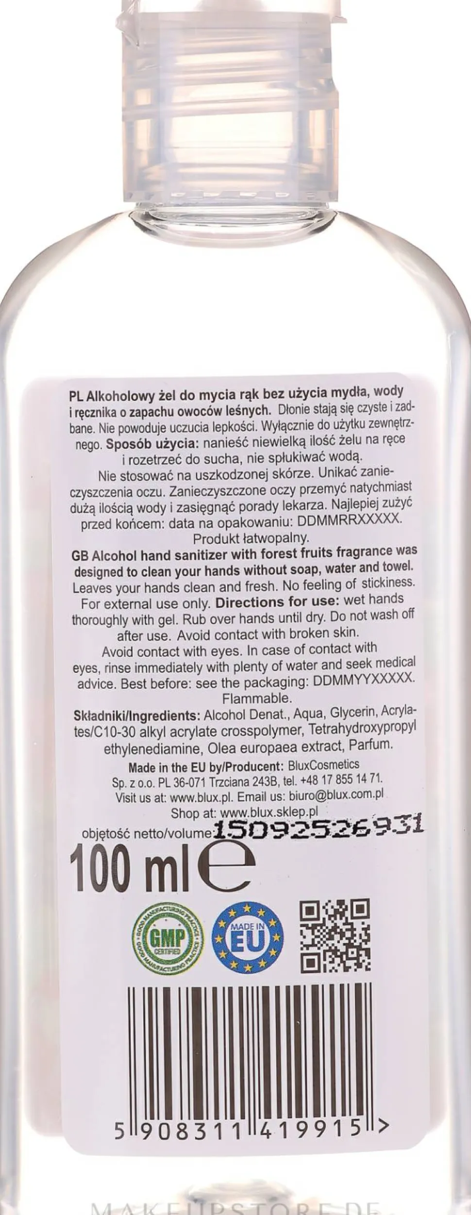 Antibakterielles Handgel mit Alkohol und Wildbeerduft
