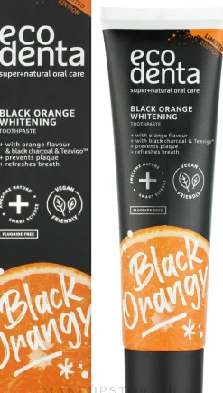 Aufhellende Zahnpasta mit Aktivkohle und Orangengeschmack fluoridfrei