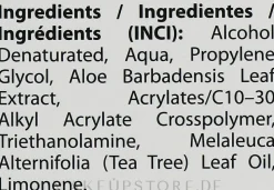 Beruhigendes antibakterielles Handgel mit Tee Baum