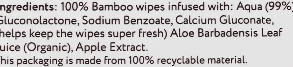 Biologisch abbaubare Babytücher mit Bambus, gereinigtem Wasser, Aloe Vera und Fruchtextrakt