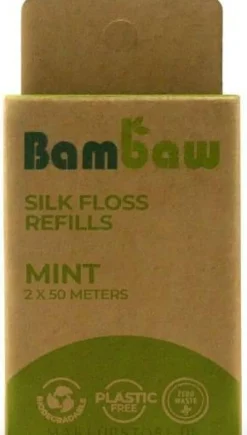 Biologisch abbaubare Zahnseide mit frischem Minzgeschmack 2x50m