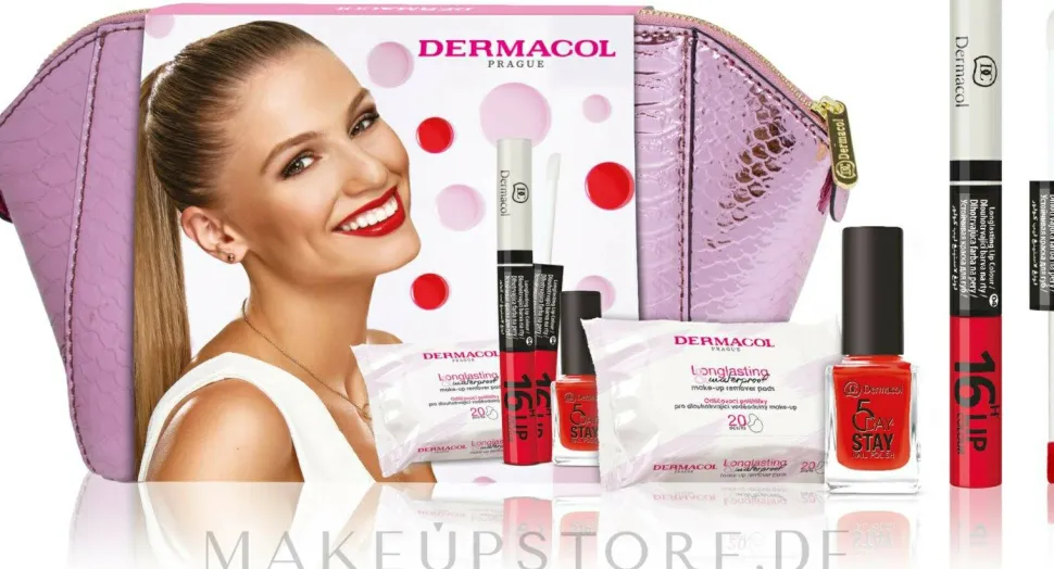 Dermacol 16H Lip Colour (lip/gloss/4.3ml + n/polish/11ml + pads/20pcs + bag)