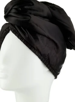 Doppelseitiges Satin-Haartuch schwarz