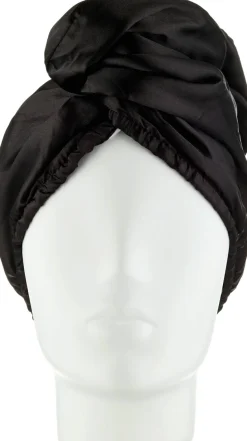 Doppelseitiges Satin-Haartuch schwarz