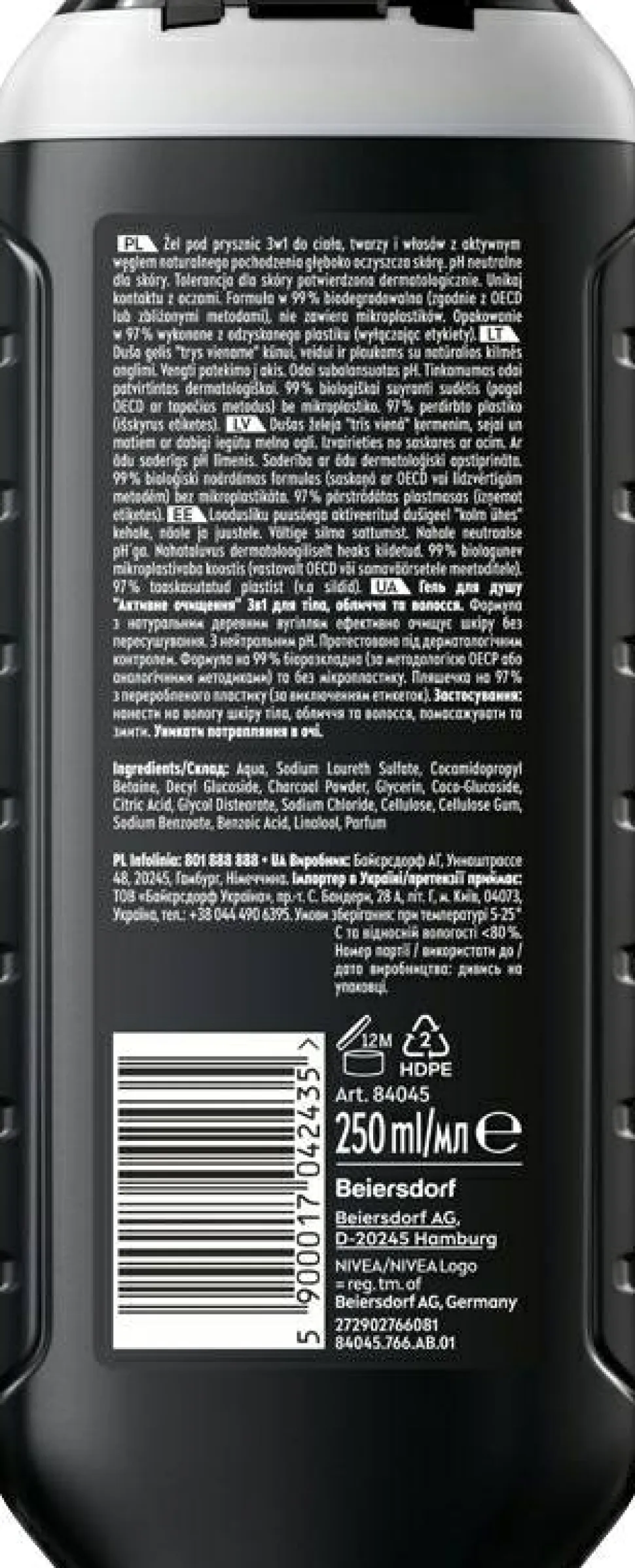 Duschgel mit Aktivkohle