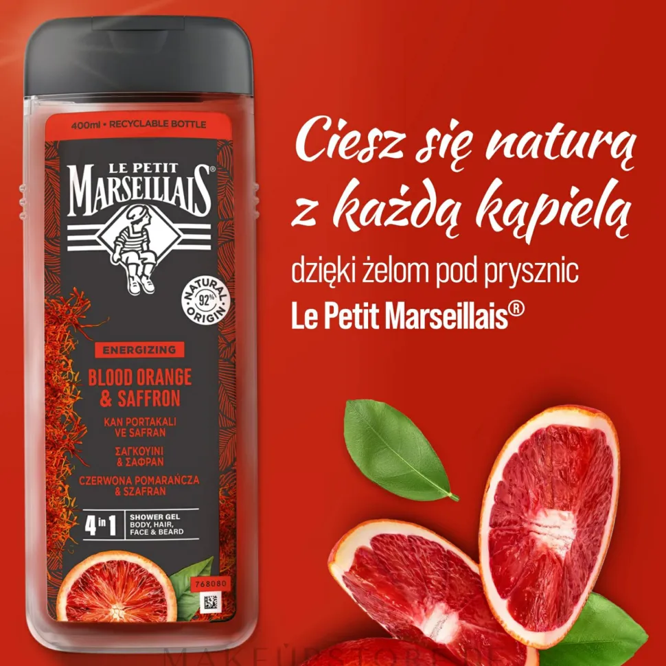 Duschgel-Shampoo für Männer mit Safran und roter Orange