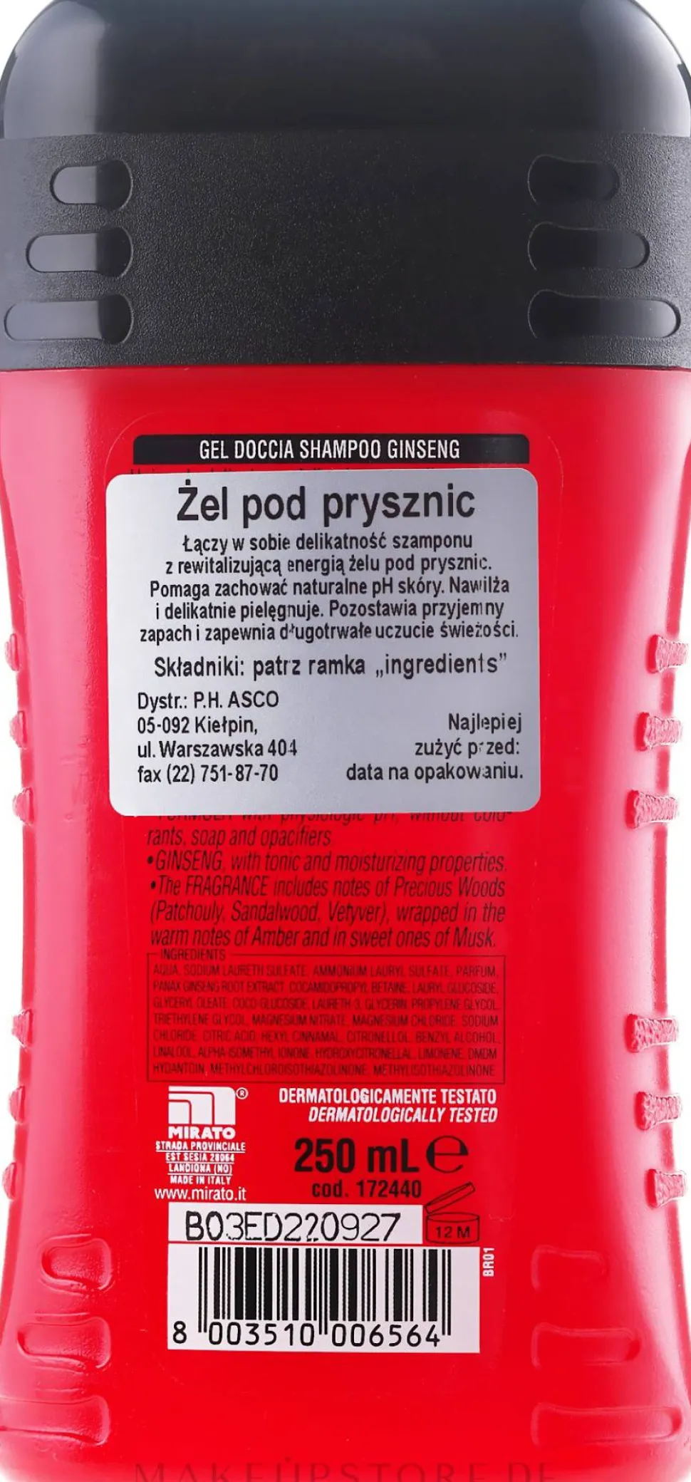 Duschgel und Shampoo mit Ginseng