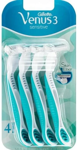 Einwegrasierer für empfindliche Haut, 4 Stück, blau
