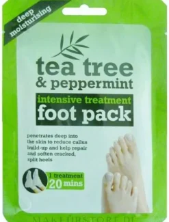 Feuchtigkeitsspendende Fußmaske in Socken mit Teebaum und Pfefferminze