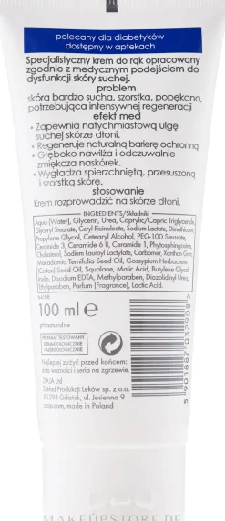 Feuchtigkeitsspendende Handcreme mit 10% Harnstoff für trockene Haut