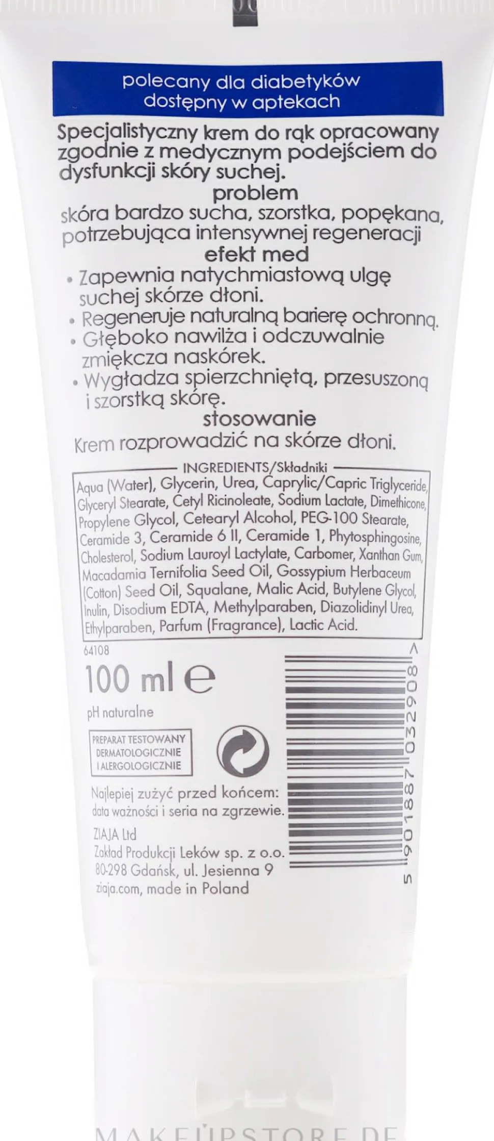 Feuchtigkeitsspendende Handcreme mit 10% Harnstoff für trockene Haut