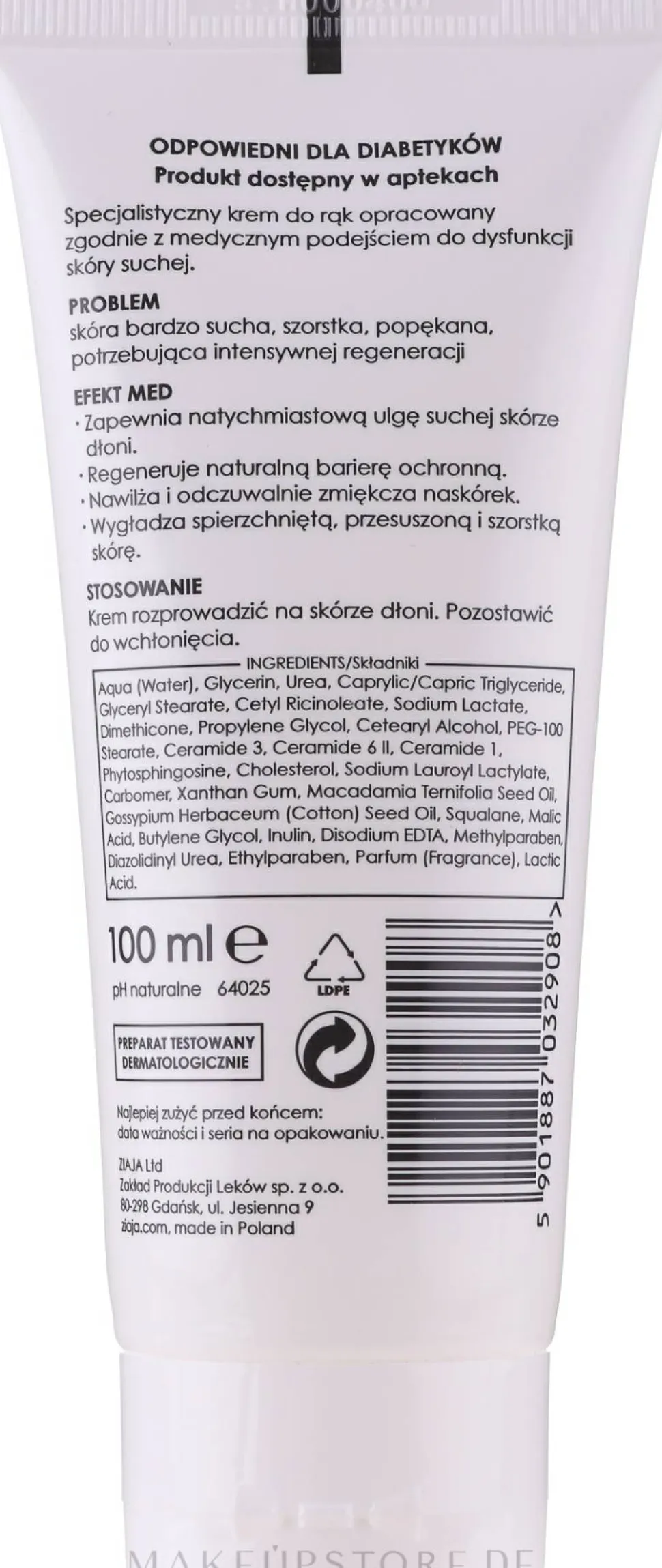Feuchtigkeitsspendende Handcreme mit 10% Harnstoff für trockene Haut