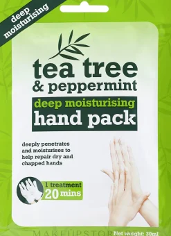 Feuchtigkeitsspendende Handmaske in Handschuh-Form mit Teebaum und Pfefferminze