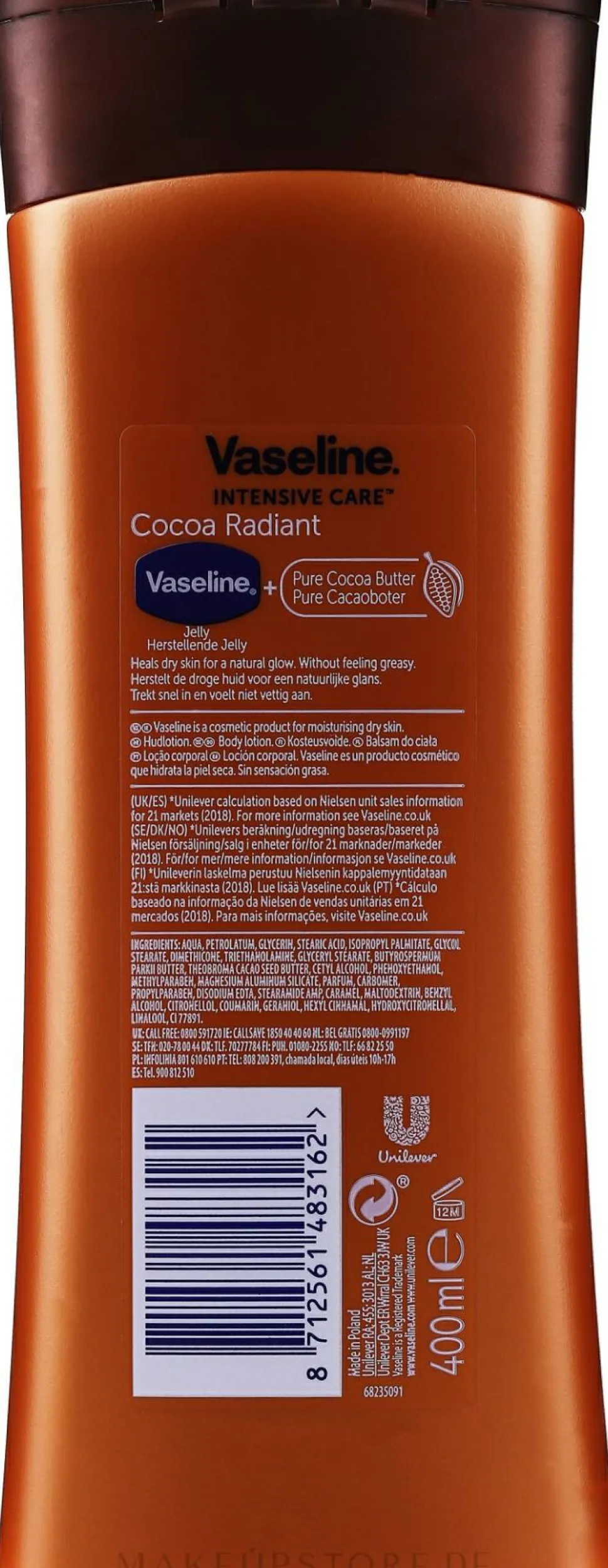 Feuchtigkeitsspendende Körperlotion mit reinem Kakaobutter