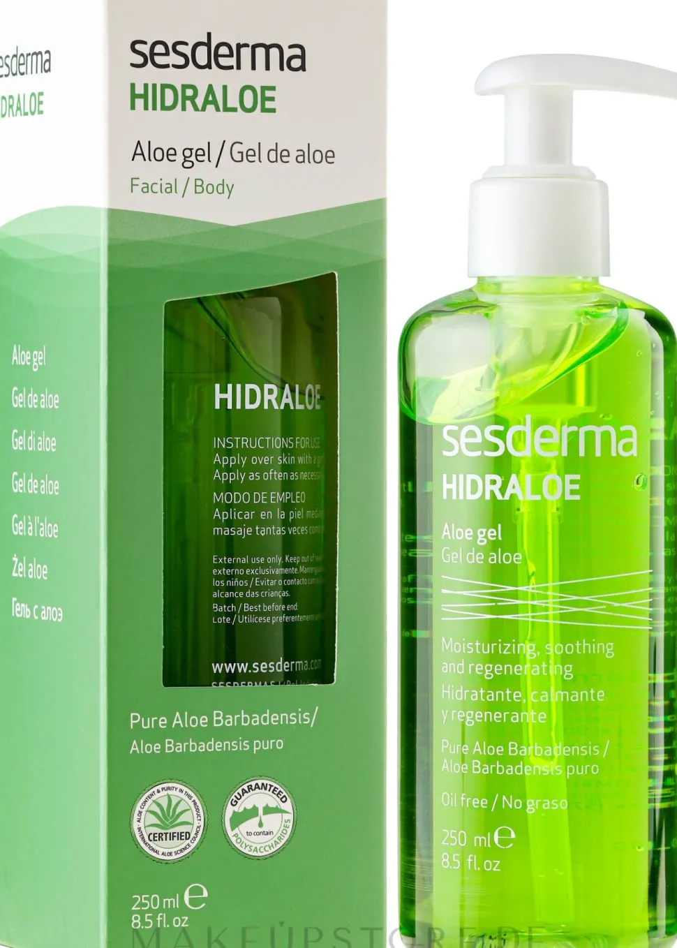 Feuchtigkeitsspendendes, beruhigendes und regenerierendes Gesichts- und Körpergel mit Aloe Vera