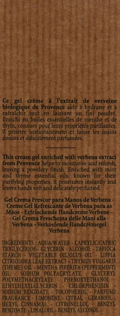 Feuchtigkeitsspendendes und erfrischendes Handcreme-Gel mit Bio Verbene-Extrakt