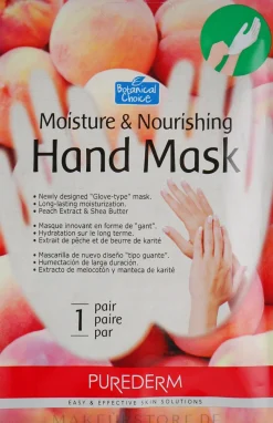Feuchtigkeitsspendende und nährende Handschuhmaske mit Pfirsichextrakt und Sheabutter