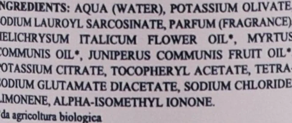 Flüssigseife aus organischen Blumen und Beeren Sardiniens