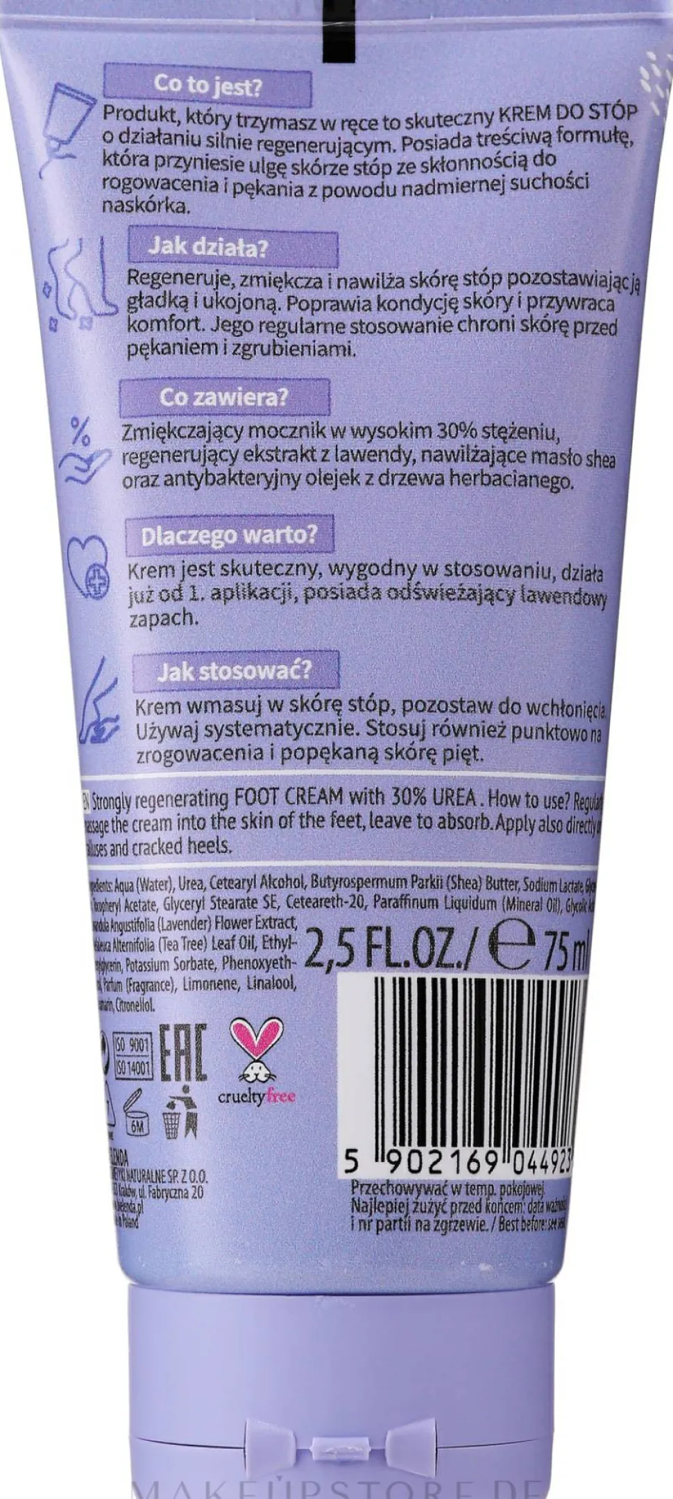 Fußcreme mit Lavendelextrakt und Sheabutter