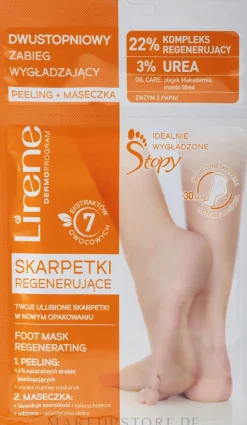 Fußpeeling-Maske in Socken mit 3% Harnstoff und Sheabutter