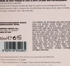 Glättende Anti-Falten Nachtcreme für Gesicht und Hals mit Hyaluronsäure