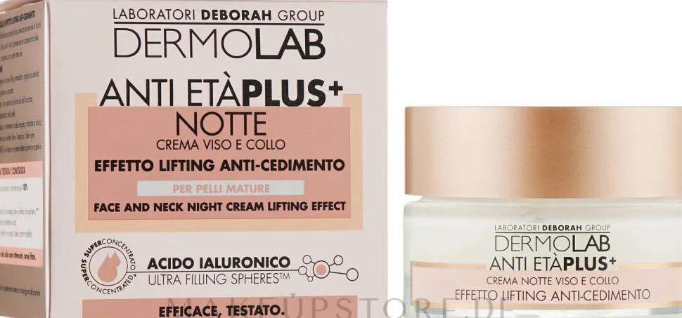 Glättende Anti-Falten Nachtcreme für Gesicht und Hals mit Hyaluronsäure