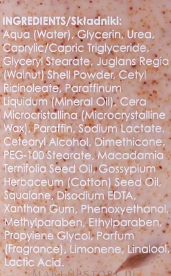Glättendes weichmachendes und nährendes Fußpeeling mit Glycerin und Harnstoff