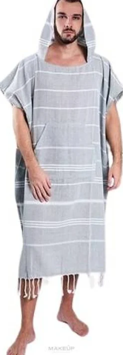 Hammam-Poncho für Männer grau