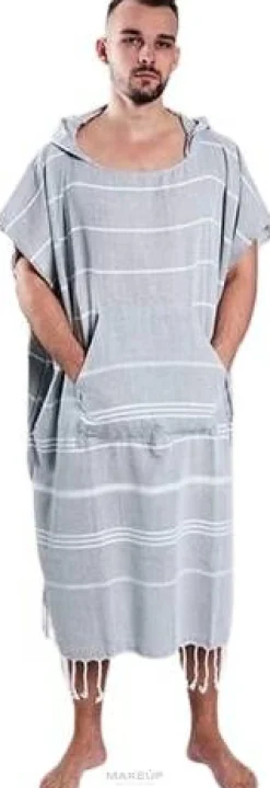 Hammam-Poncho für Männer grau