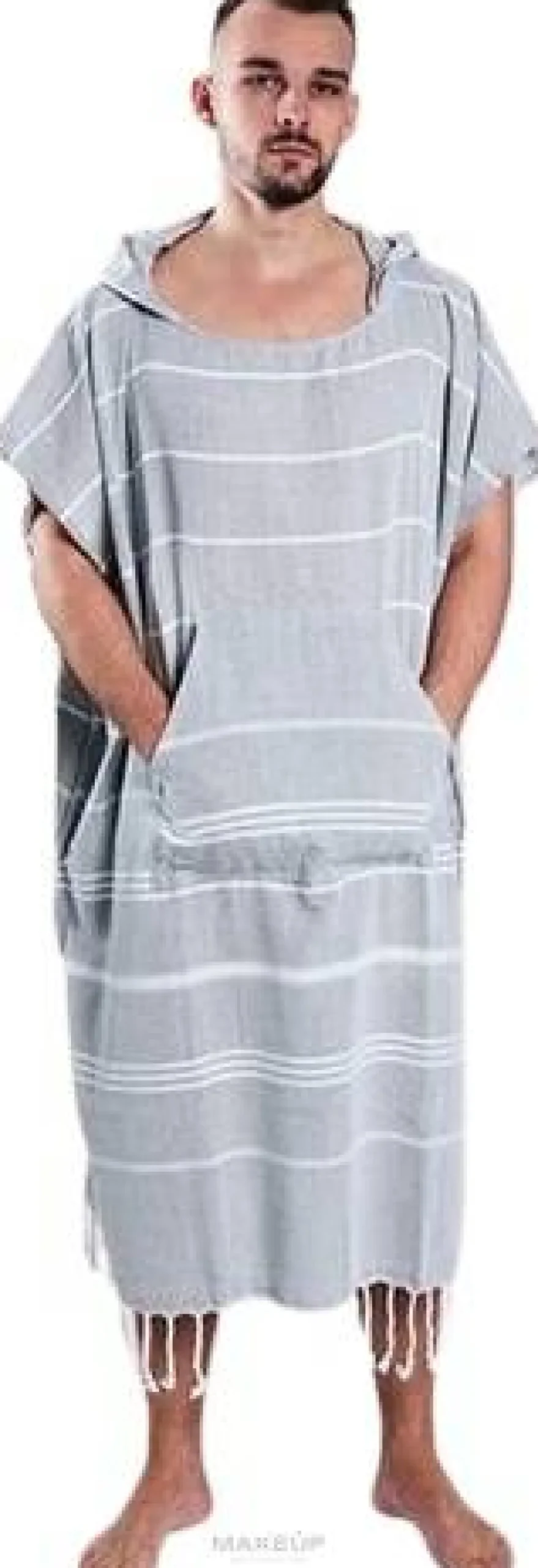 Hammam-Poncho für Männer grau