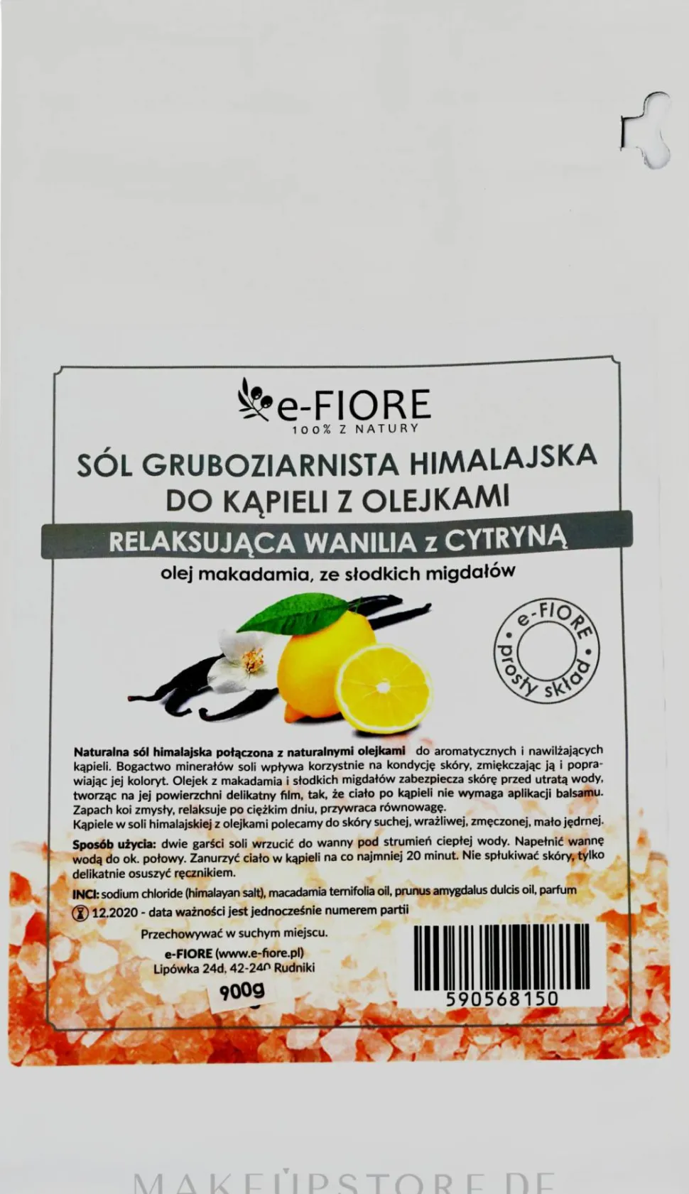 Himalaya-Salz zum Baden mit Vanille und Zitrone