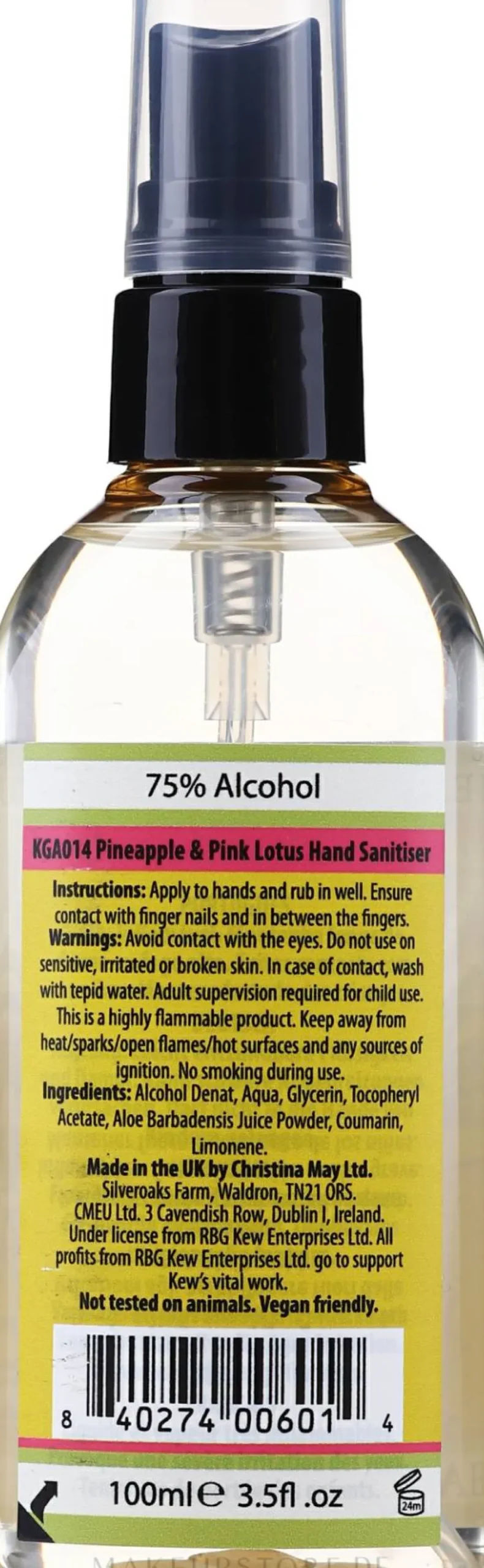 Händedesinfektionsmittel mit Ananas und rosa Lotus