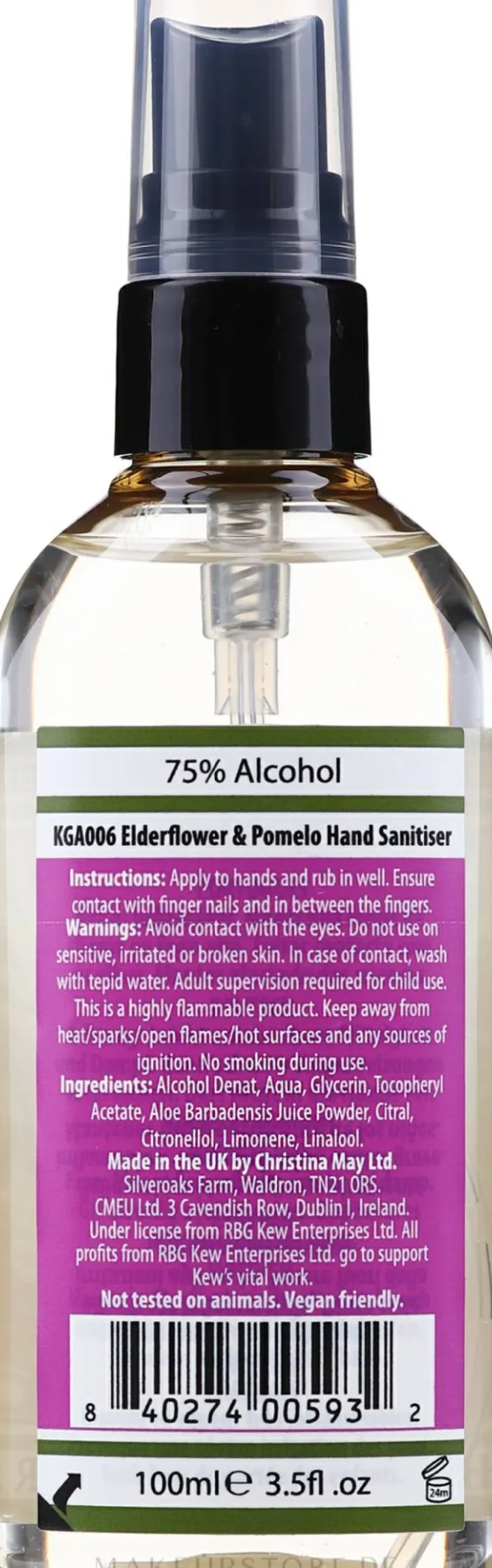Händedesinfektionsmittel mit Holunderblüte und Pomelo