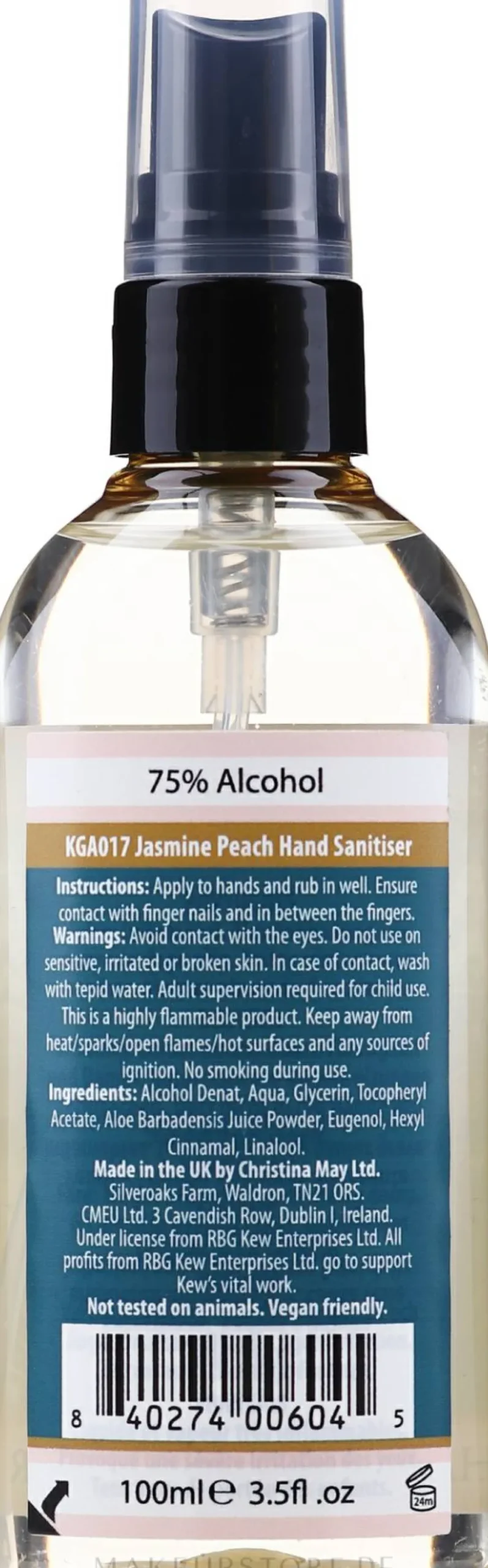 Händedesinfektionsmittel mit Jasmin und Pfirsich