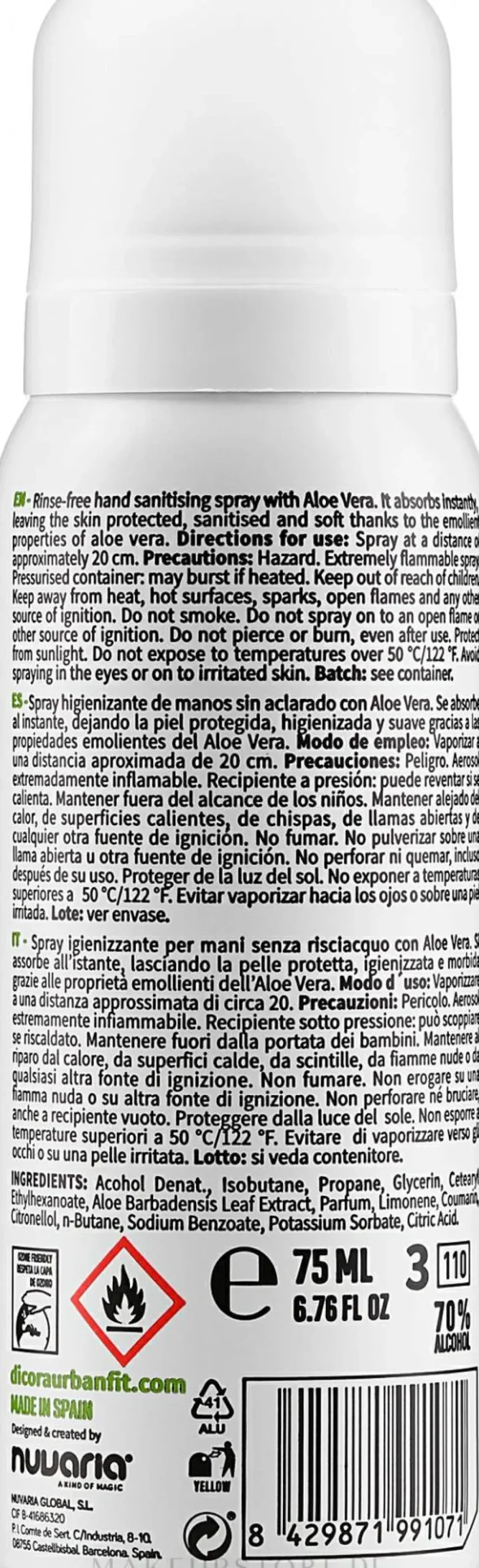 Händedesinfektionsspray mit Aloe Vera-Duft