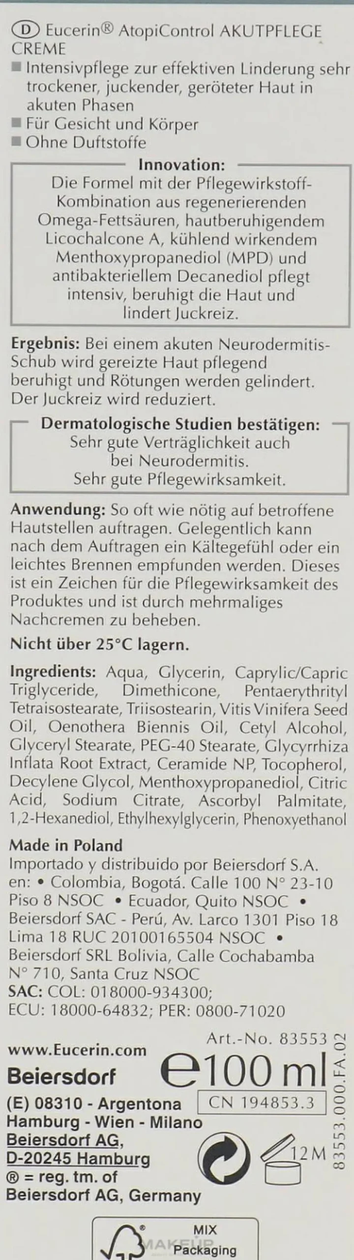Intensivpflege bei akuten Schüben für atopische und trockene Haut
