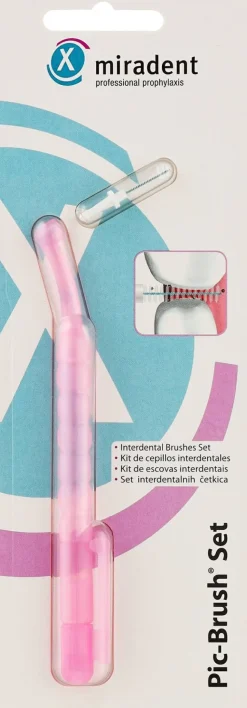 Interdentalbürste mit Deckel, rosa