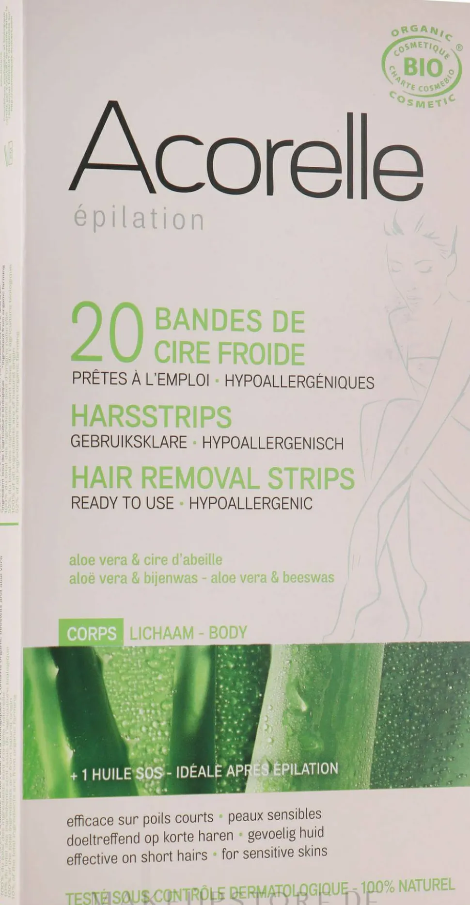 Kaltwachsstreifen für den Körper mit Aloe und Bienenwachs