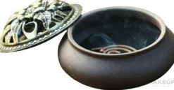 Keramik-Räuchergefäß mit Deckel braun