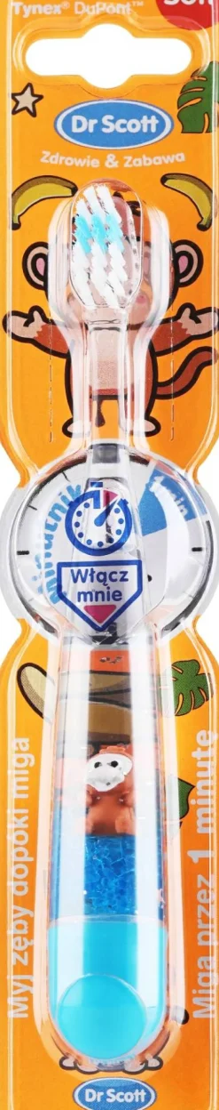 Kinderzahnbürste mit Timer, kristallblaue Affe
