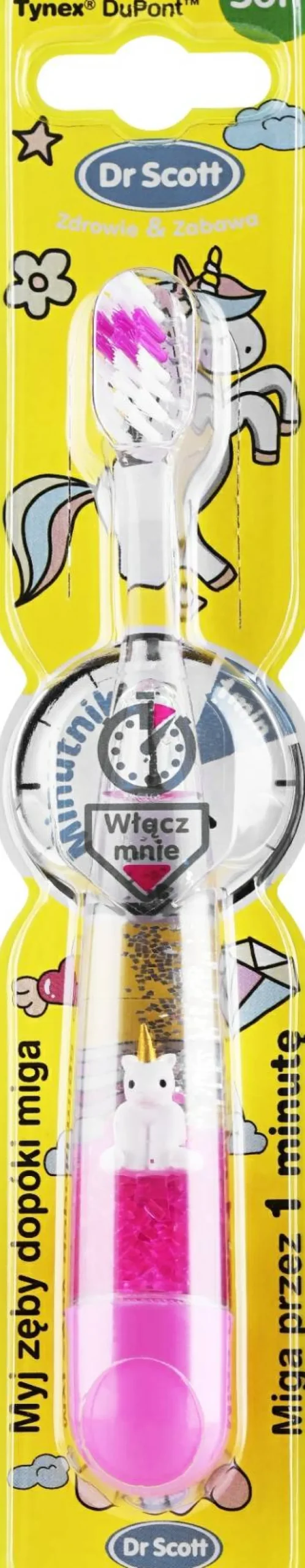 Kinderzahnbürste mit Timer, Kristallrosa Einhorn