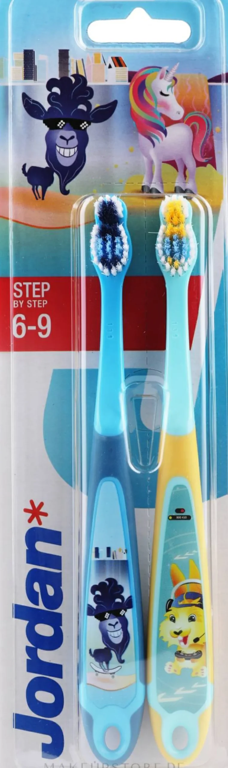 Kinderzahnbürste weich 6-9 Jahre blau-hellblau, gelb-mint 2 St.