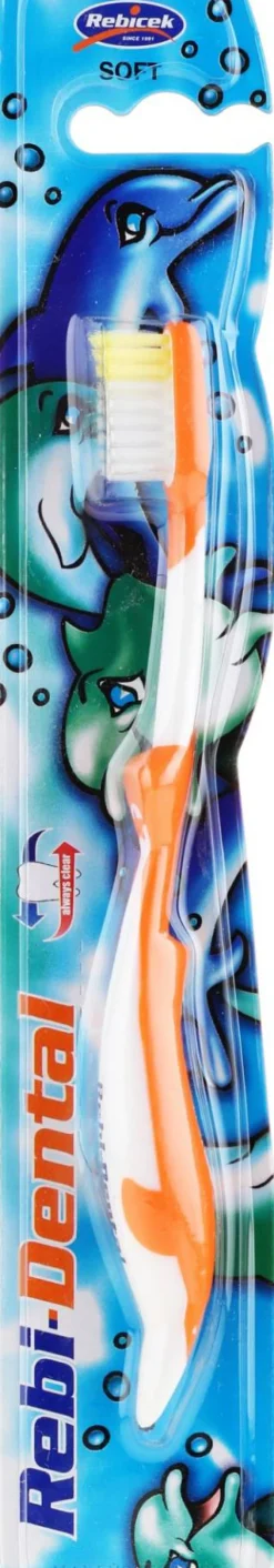 Kinderzahnbürste weich Rebi-Dental M16 orange-weiß