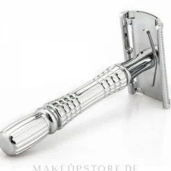 Klassischer Rasierhobel silbern mit Etui