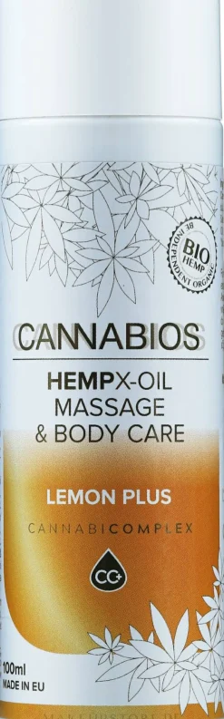 Massageöl für den Körper mit Oliven- und Hanfsamenöl und Zitronenschalle