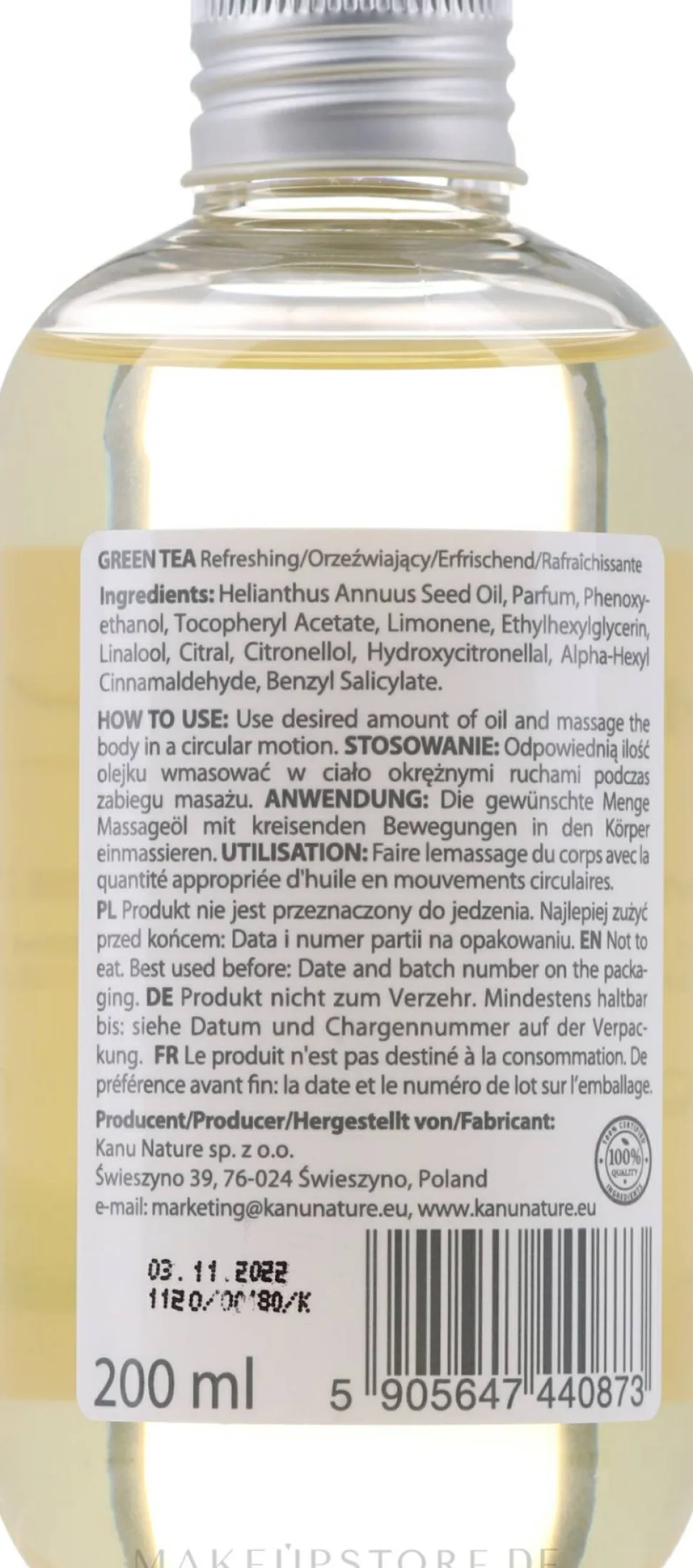 Massageöl Grüner Tee