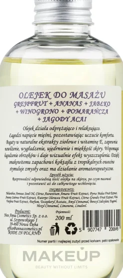 Massageöl mit Ananas, Trauben und Acai-Beere