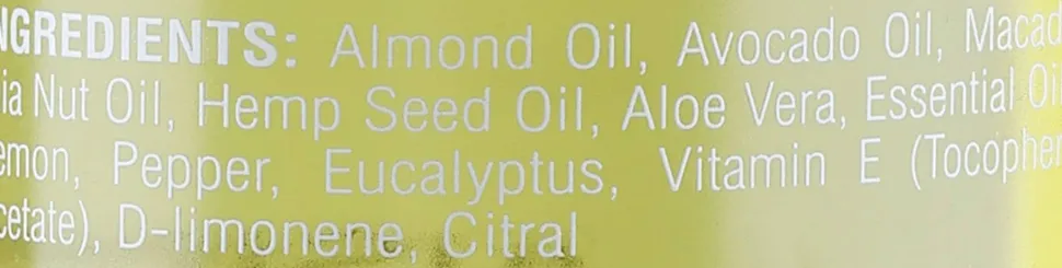 Massageöl Zitrone, Pfeffer und Eukalyptus